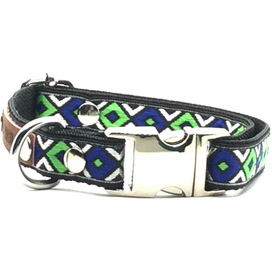 Dog collar with geometric pattern on a white background