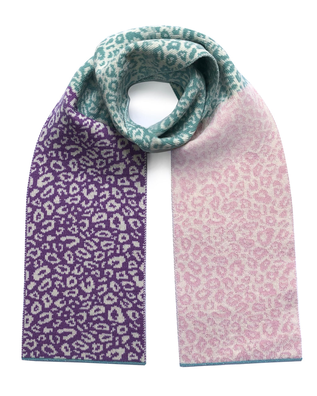 Leopard Block Colour Wool & Cashmere Scarf - Pastel, Sustainable on a white background