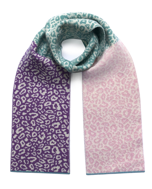Leopard Block Colour Wool & Cashmere Scarf - Pastel, Sustainable on a white background