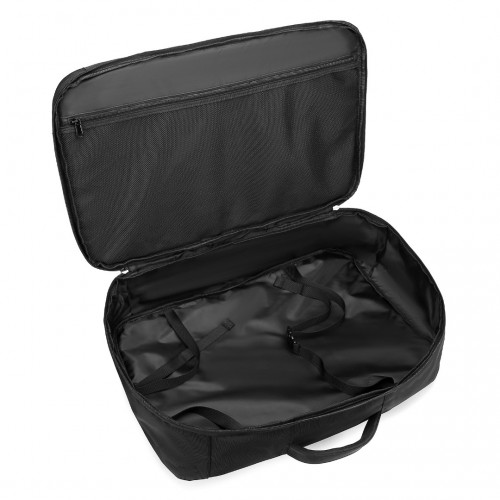 Kono Black open travel backpack on a white background