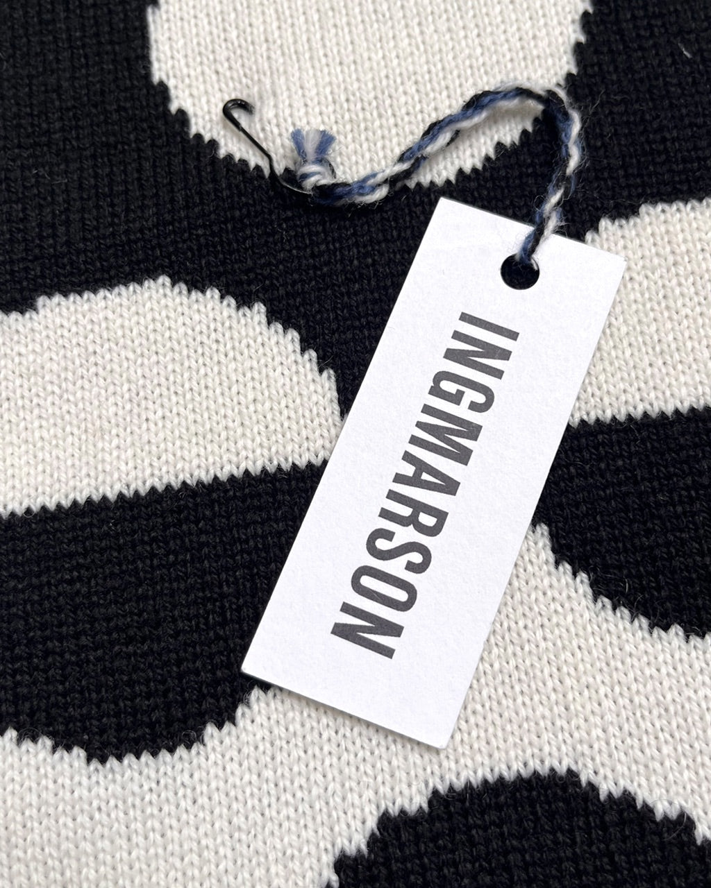 Black and white striped fabric with a 'INGMARSON' tag.