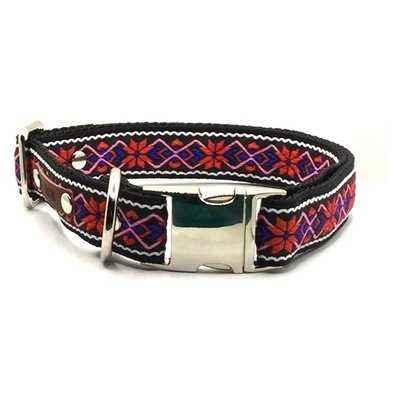 Dog collar with colorful pattern on a white background