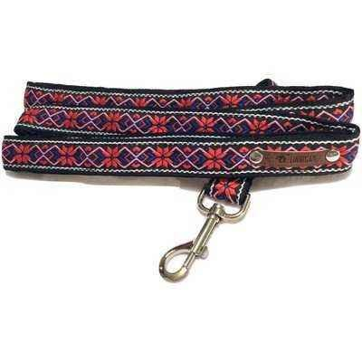 Dog leash with floral pattern on a white background