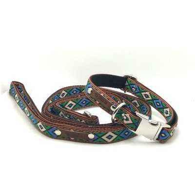 Decorative dog leash with patterned design on a white background