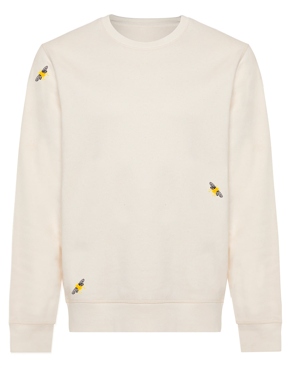Bee Embroidered Sweatshirt in Ecru - Organic Cotton & Recycled Polyester | Soft & Sustainable | Eco-Friendly Fashion on a white background