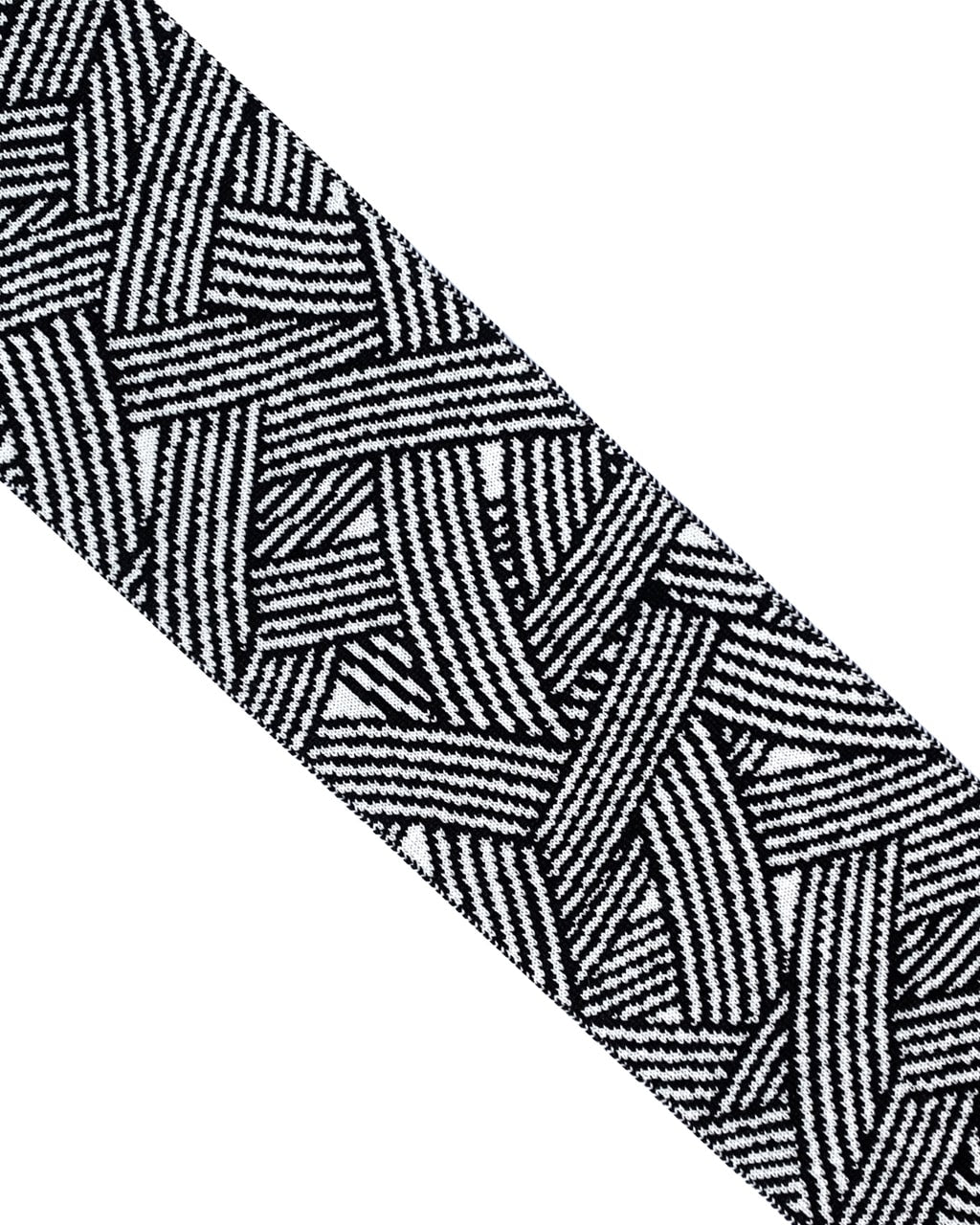Black and white Geometric Striped Wool & Cashmere Print Pattern on a white background