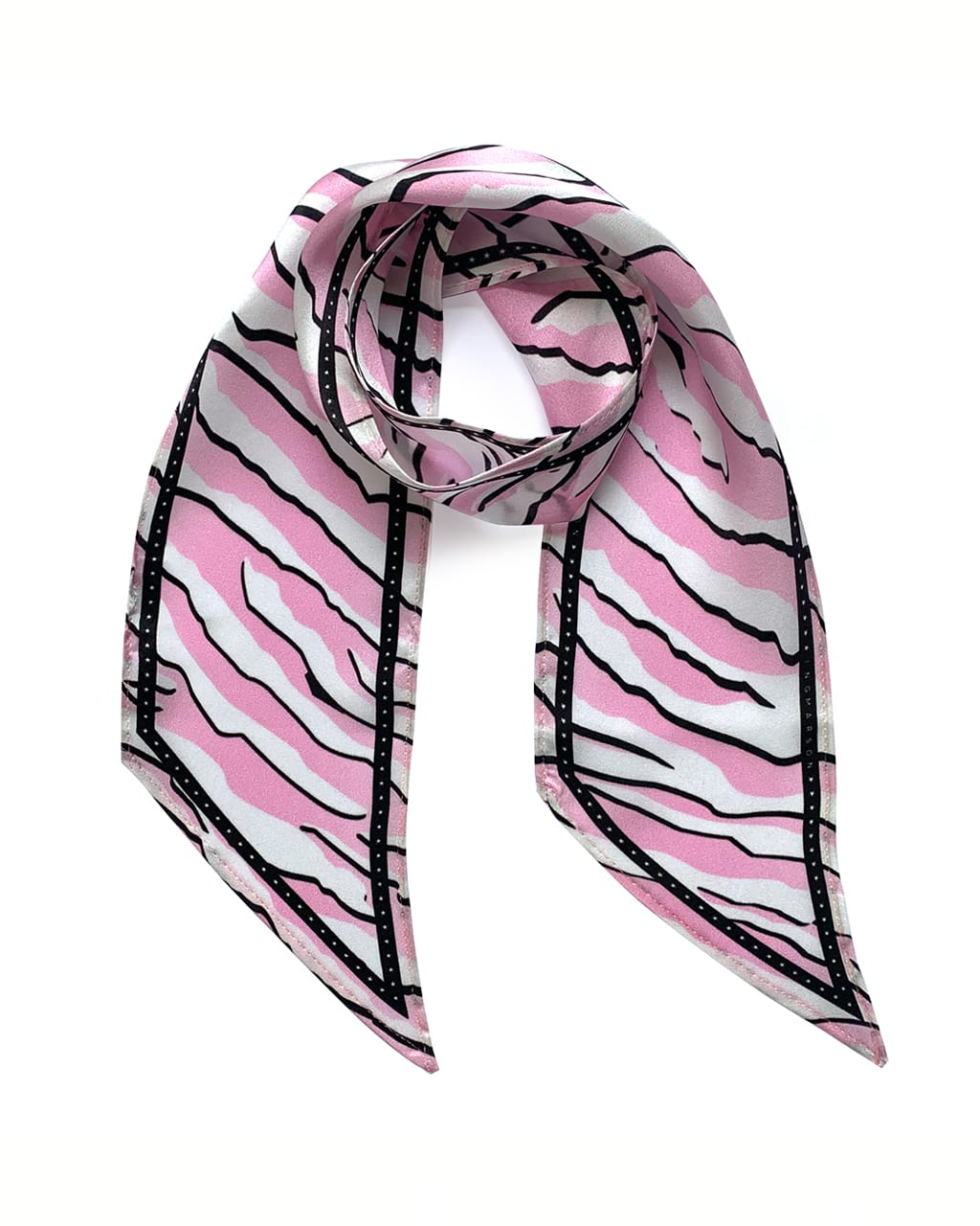 Wild Tiger Silk Neck Scarf in Vibrant Pink - Luxurious 100% Silk, Made in the UK on a white background