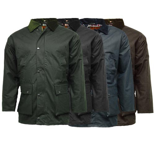 Four jackets in olive green, black, navy blue, and brown on a white background