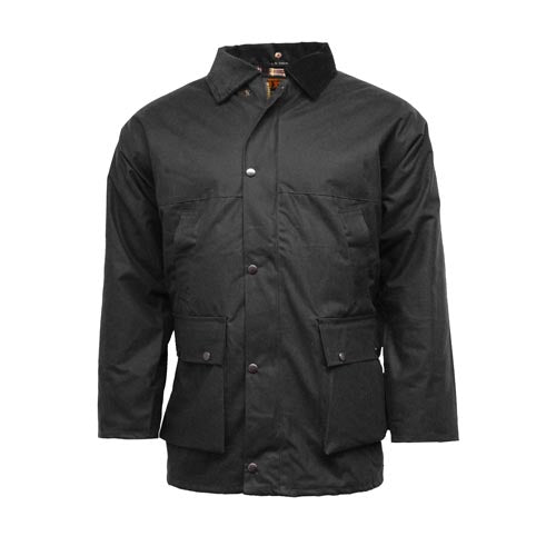 Black jacket with button details on a white background