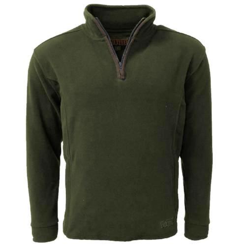 Forest Green Men's Game Stanton Fleece Pullover with a zipper on a white background