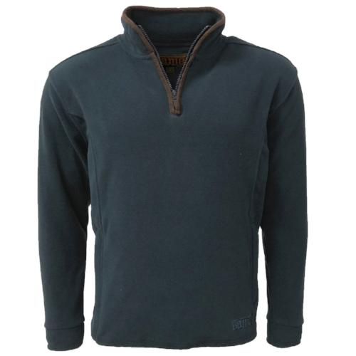Gunmental grey Men's Game Stanton Fleece Pullover with brown collar on a white background