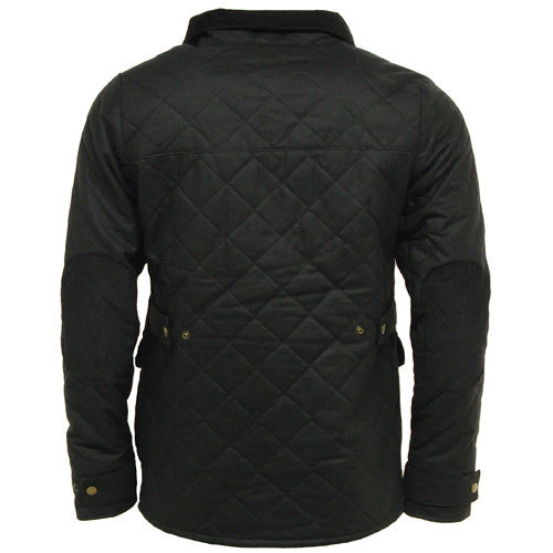 Black Game Oxford Quilted Wax Jacket on a white background