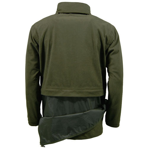 Hunter Green Game EN207 Stealth Jacket with a hood back view on a white background