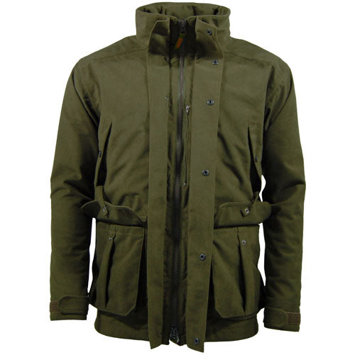 Hunter Green Game EN207 Stealth Jacket with multiple pockets and a zipper on a white background