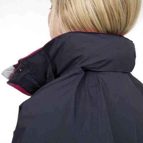 Black / ink coat with pink lining worn by a person on a white background