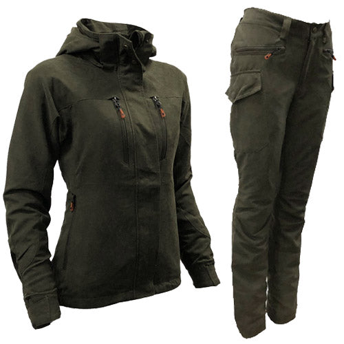 Green Game Ladies Elise Waterproof Windproof Outdoor Jacket and Trouser Set on a white background