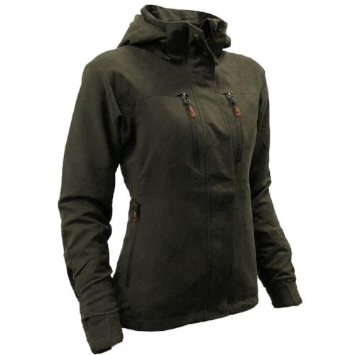 Green Game Ladies Elise Waterproof Windproof Outdoor Jacket with a hood on a white background