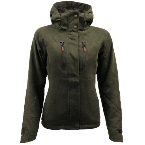 Green Game Ladies Elise Waterproof Windproof Outdoor Jacket with a hood on a white background