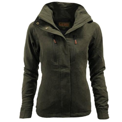 Green Game Ladies Elise Waterproof Windproof Outdoor Jacket with a hood on a white background