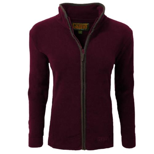 Maroon Ladies Game Penrith Fleece Jacket with a brand logo on a white background