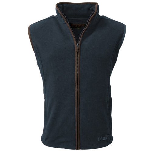 Gunmental Men's Game Stanton Fleece sleeveless Gilet with a zipper on a white background