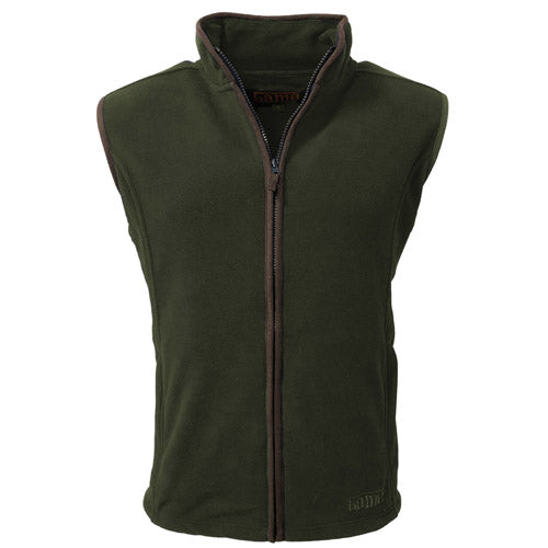 Forest green Men's Game Stanton Fleece sleeveless Gilet with a zipper on a white background