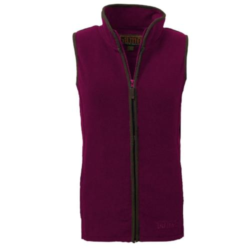 Rose Ladies Game Penrith sleeveless Fleece Gilet with a zipper on a white background