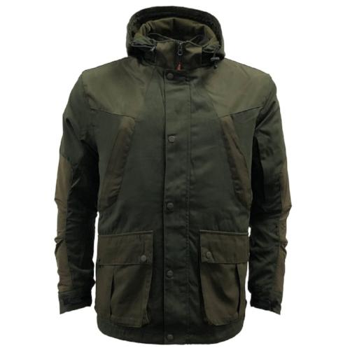 Green jacket with a hood on a white background
