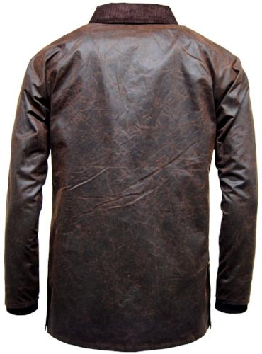Brown Game Barker Antique Wax Jacket shown from the back on a white background