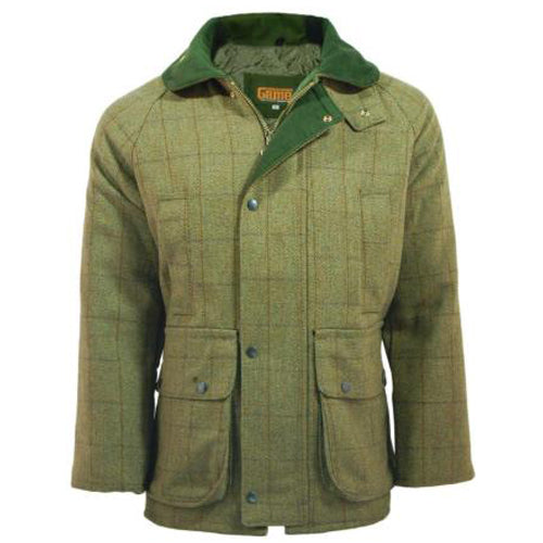 Green tweed jacket with a brand logo on a white background