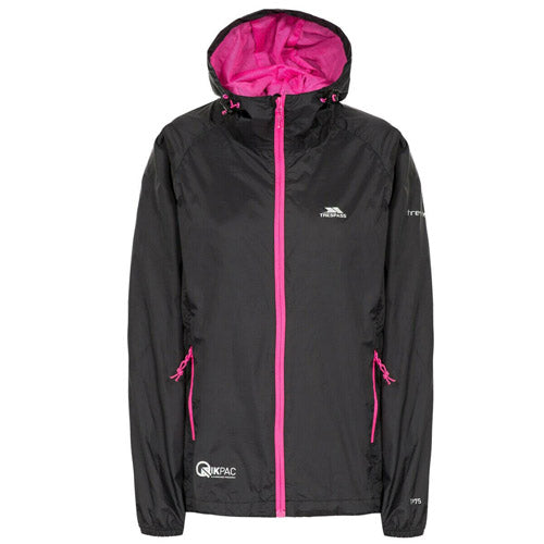 Trespass Qikpac Ladies Waterproof Hooded Jacket With Packaway Pouch - Stay Dry & Comfortable Outdoors
