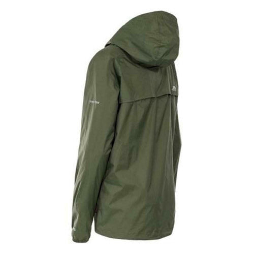 Moss Green hooded jacket side view on a white background
