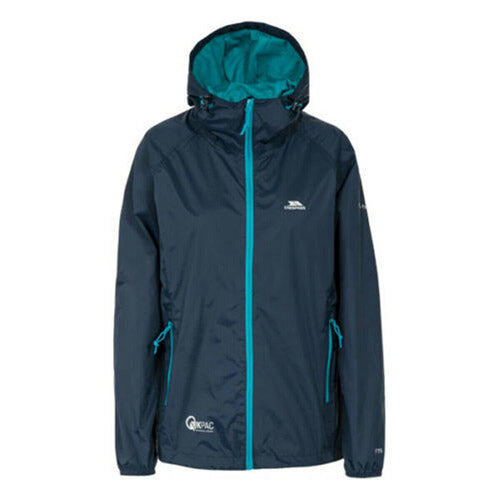 Dark navy blue jacket with teal accents on a white background